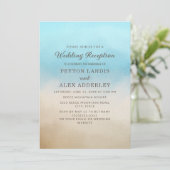 Invitation Elégant Blue Tan Beach Ocean Mariage Réception (Debout devant)
