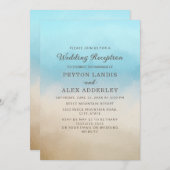 Invitation Elégant Blue Tan Beach Ocean Mariage Réception (Devant / Derrière)