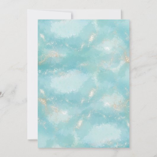 Invitation Elégant Blue Watercolor Gold Engagement Party (Dos)