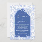 Invitation Elegant Blue & White Botanical Bird Wedding (Devant)
