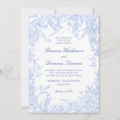 Invitation Elegant Blue & White Botanical Bird Wedding (Devant)