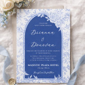 Invitation Elegant Blue & White Botanical Bird Wedding
