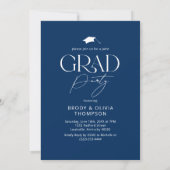 Invitation Elegant Blue & White Joint Graduation Party Photo (Dos)