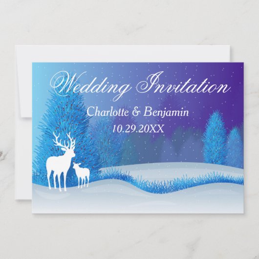Invitation Elégant Blue Winter Snow Paysage Mariage Invit (Devant)