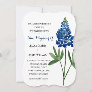 Invitation Elégant Bluebonnet Texas Aquarelle Floral Mariage