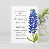 Invitation Elégant Bluebonnet Texas Aquarelle Floral Mariage (Debout devant)