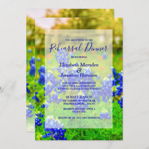 Invitation Elégant Bluebonnets Floral Photo Rehearer Dîner