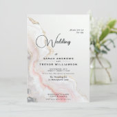 Invitation Elegant Blush Agate Fluid Ink  (Debout devant)