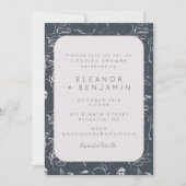 Invitation Elégant Blush and Grey Botanical Couples Douche (Devant)