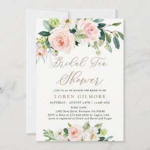 Invitation Elégant Blush Aquarelle Bridal Tea Douche Invitat