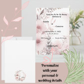 Invitation Élégant Blush & Beige Boho Mariage Floral