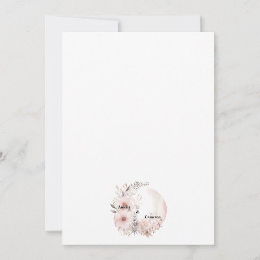 Invitation Élégant Blush & Beige Boho Mariage Floral (Dos)