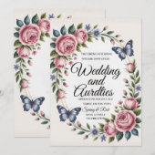 Invitation Elegant Blush & Blue Watercolor Floral Wedding Inv (Devant / Derrière)