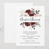 Invitation Elégant Blush Bourgogne & Blush Floral Mariage Inv (Devant / Derrière)