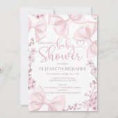 Invitation Elégant Blush Bow thème Baby shower fille (Devant)