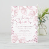 Invitation Elégant Blush Bow thème Baby shower fille (Debout devant)