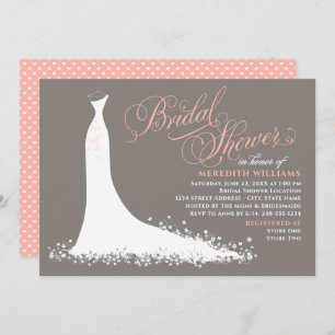 Invitation Élégant Blush chaud gris Mariage Gown spectacle nu