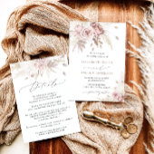 Invitation Élégant Blush Dusty Rose Floral Mariage deux en un