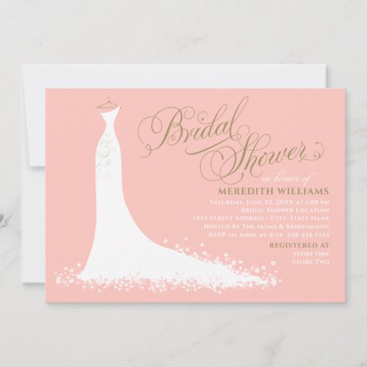 Invitation Elégant Blush et Gold Mariage Fête des mariées de (Devant)