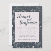 Invitation Élégant Blush et Grey Botanical Mariage floral (Devant)