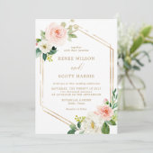 Invitation Elégant Blush et or Aquarelle Mariage floral (Debout devant)