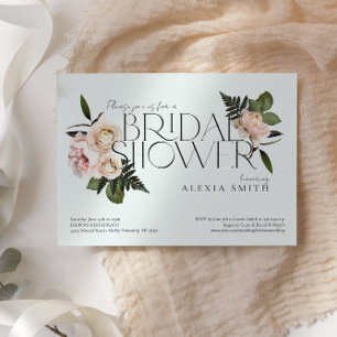 Invitation Élégant Blush Fête des mariées Florale moderne