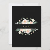Invitation Elégant Blush Fleurs blanches or Black Mariage (Dos)