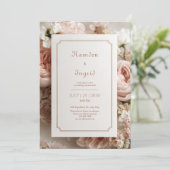 Invitation Elegant Blush Floral Bronze Ticket Frame Wedding (Debout devant)