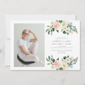 Invitation Élégant Blush Floral Celebration of Life Funeral (Devant)