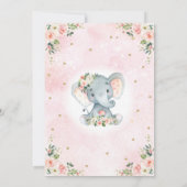 Invitation Elégant Blush Floral Elephant Girl 1er anniversair (Dos)