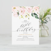 Invitation Elégant Blush Floral et Eucalyptus 60e anniversair (Debout devant)