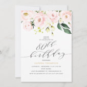 Invitation Elégant Blush Floral et Eucalyptus 80e anniversair (Devant)