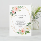 Invitation Élégant Blush Floral Gold Frame Party (Debout devant)