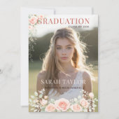 Invitation Elegant Blush Floral Graduation Photo (Devant)