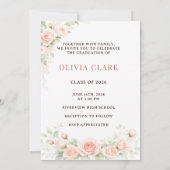 Invitation Elegant Blush Floral Graduation Photo (Dos)