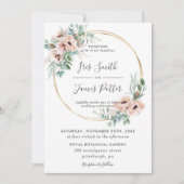 Invitation Elégant Blush Floral Greenery Gold Frame Mariage (Devant)