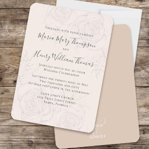 Invitation Élégant Blush Floral Mariage Script Formel