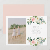 Elégant Blush Floral Photo Bridesmaid Proposition