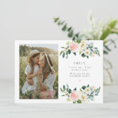 Invitation Elégant Blush Floral Photo Flower Proposition (Debout devant)