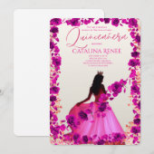 Invitation Elegant Blush Floral Quinceañera (Devant / Derrière)
