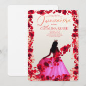 Invitation Elegant Blush Floral Quinceañera (Devant / Derrière)