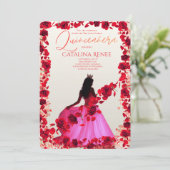 Invitation Elegant Blush Floral Quinceañera (Debout devant)