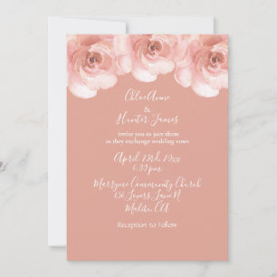 Invitation Élégant Blush Floral Rose Mariage minimaliste