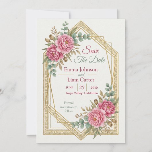 Invitation Elegant Blush Floral Save the Date (Devant)
