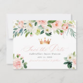 Invitation Élégant Blush Floral Sweet 16 Enregistrer la date (Devant)