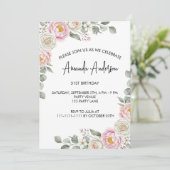 Invitation Elegant Blush Floral Watercolor Birthday  (Debout devant)