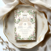 Invitation Elegant Blush Garden Wedding with Monogram