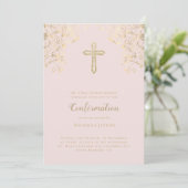 Invitation Élégant Blush Gold Bible Verse Confirmation (Debout devant)