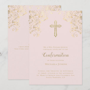 Invitation Élégant Blush Gold Bible Verse Confirmation