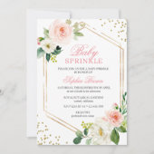 Invitation Élégant Blush Gold Floral Baby Sprinkle Brunch (Devant)